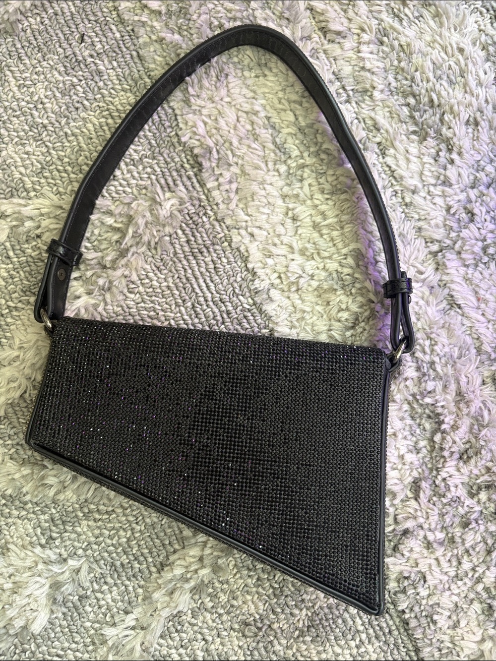 Madison West Black Rhinestone Shoulder Bag